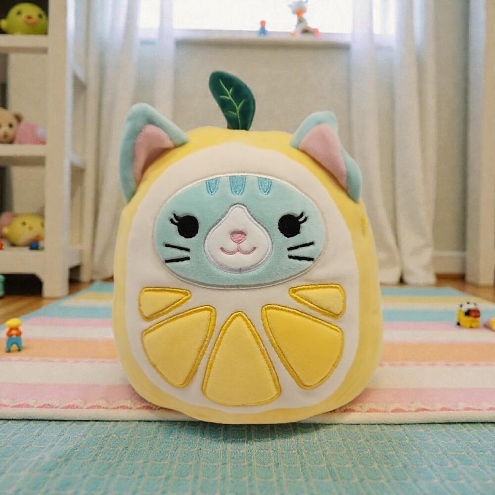 Squishmallows Corinna Lemon Cat Yellow Teal 8" Stuffed Plush Kids